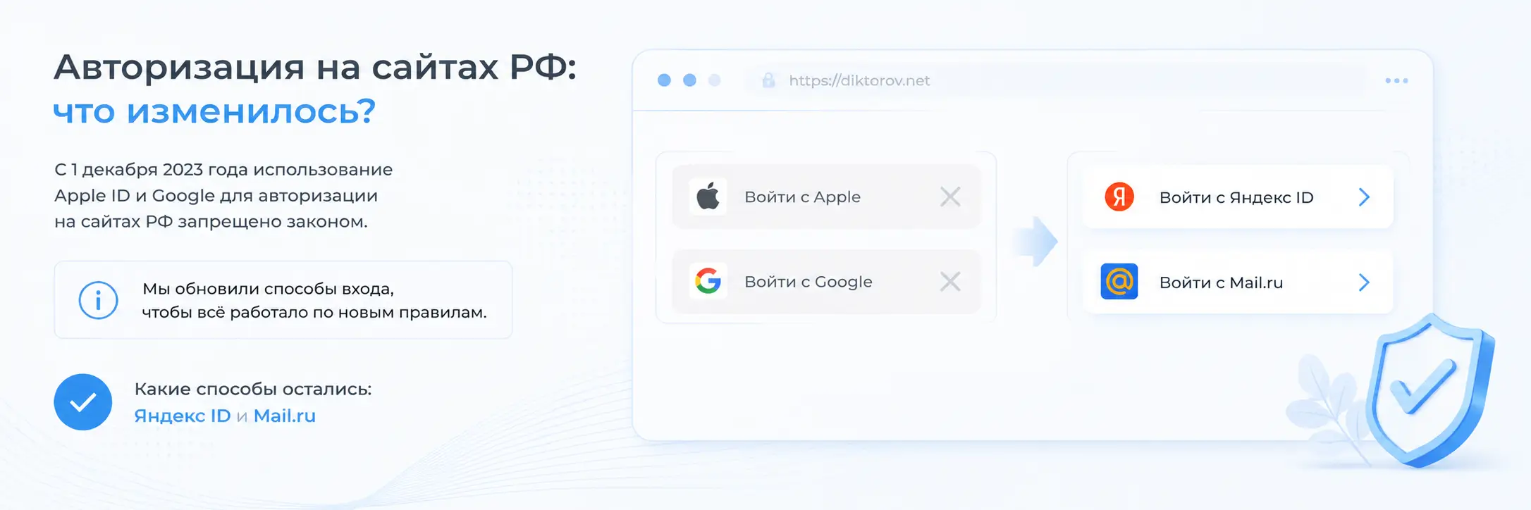 Запрет авторизации Apple и Google