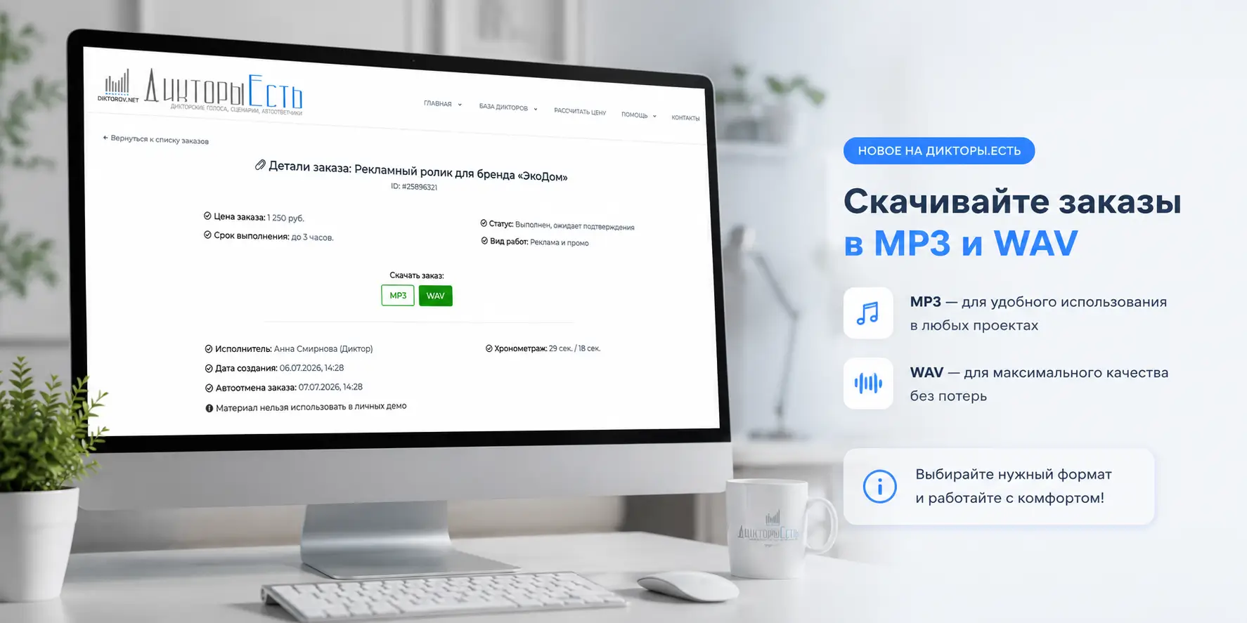 Формат начитки диктора